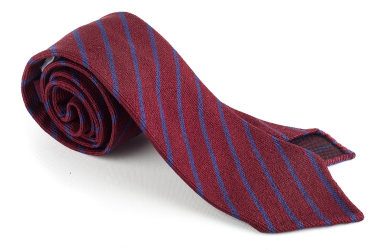 Wool/Silk Regimental Tie - Untipped - Burgundy/Navy Blue