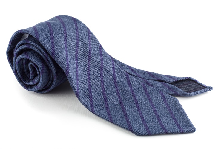 Wool/Silk Regimental Tie - Untipped - Light Blue/Navy Blue