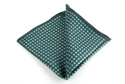 Square/Pin dot Printed Silk Pocket Square - Green/Light Blue