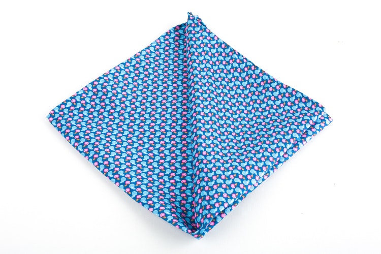 Mela Vintage Silk Pocket Square - Vintage - Light Blue/Pink