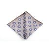 Medallion/Polka Silk Pocket Square - Double - Beige/Blue