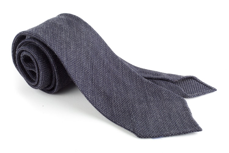 Solid Wool Grenadine Tie - Untipped - Dark Grey
