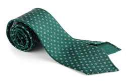 Floral Printed Silk Tie - Untipped - Green/White