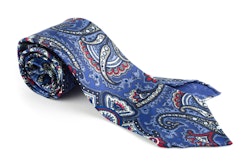 Paisley Printed Silk Tie - Untipped - Blue/Red