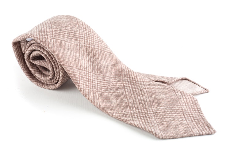 Glencheck Printed Wool Tie - Untipped - Beige