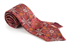 Grande Floral Printed Wool Tie - Untipped - Red