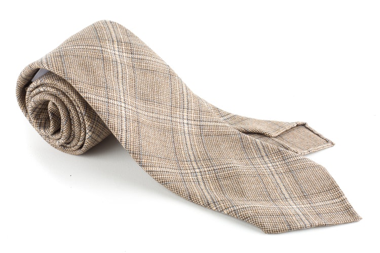 Glencheck Cashmere/Wool Tie - Untipped - Beige