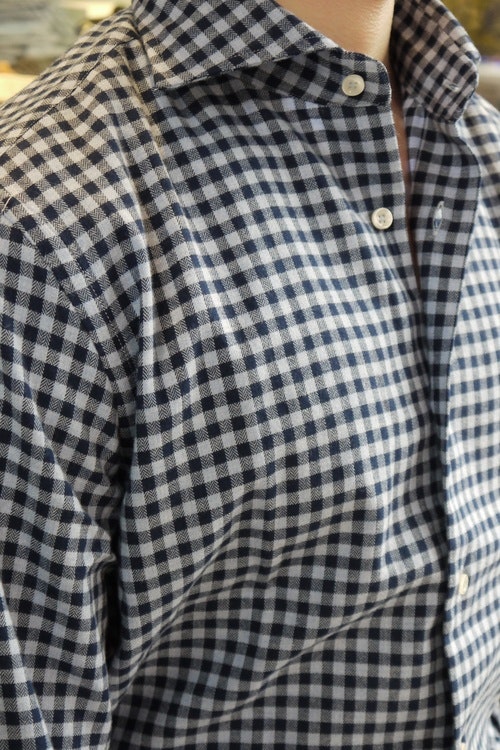 Check Flannel Shirt - Cutaway - Navy Blue/Light Blue