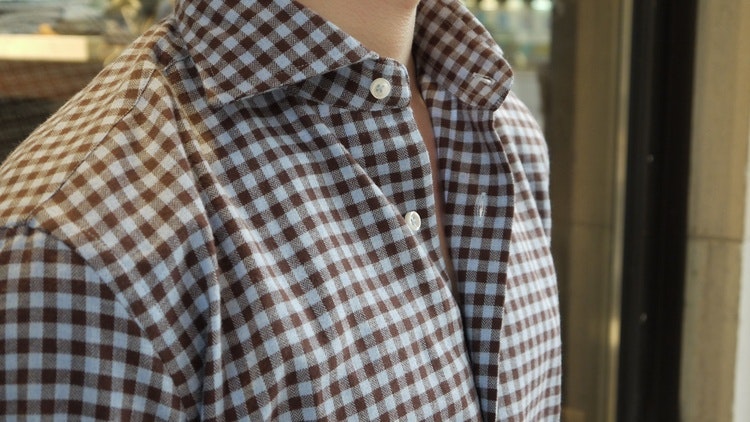 Check Flannel Shirt - Cutaway - Light Blue/Brown