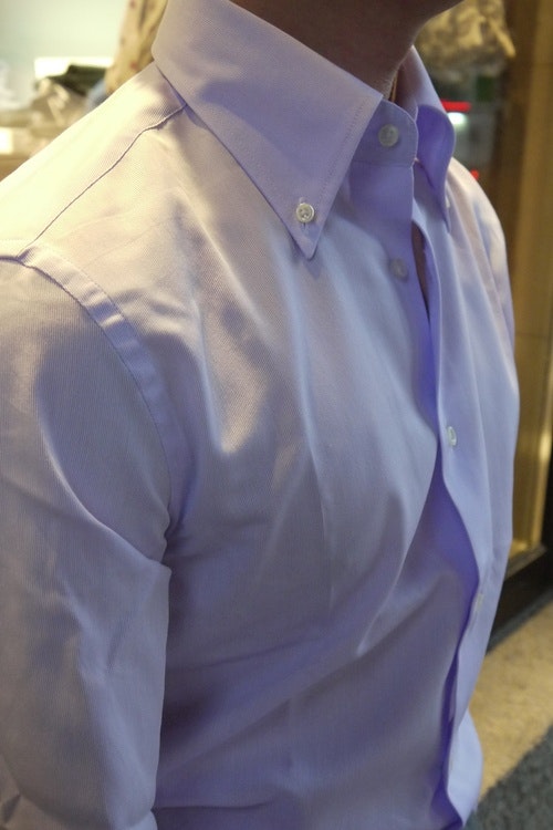 Thin Stripe Dobby Shirt - Button Down - Purple