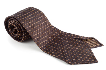 Floral Silk Grenadine Tie - Untipped - Brown/Orange