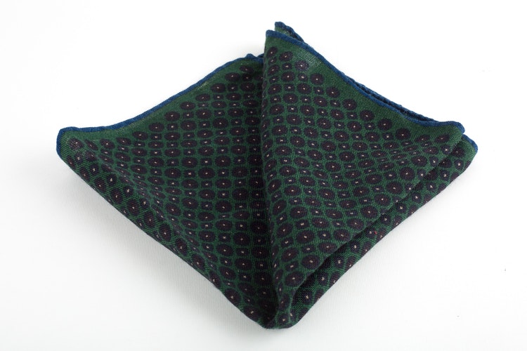 Micro Square Wool Pocket Square - Green