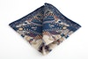 Oriental Wool Pocket Square - Navy Blue/Beige