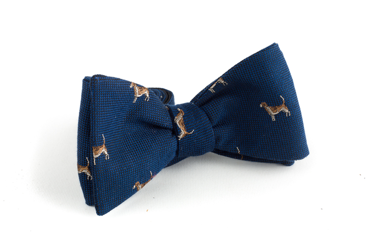 Dog Cotton/Silk Bow Tie - Navy Blue