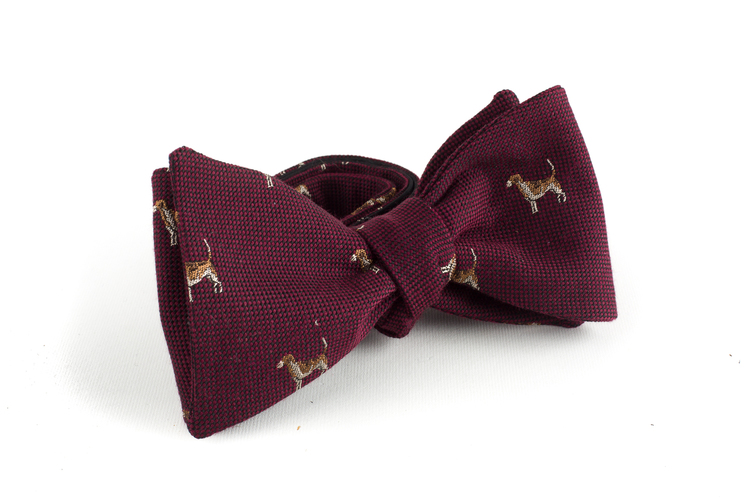 Dog Cotton/Silk Bow Tie - Burgundy