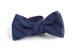 Regimental Wool/Silk Bow Tie - Light Blue/Navy Blue