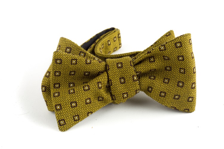 Floral Wool Bow Tie - Yellow