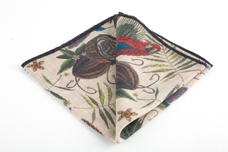 Parrot Wool Pocket Square - Off White