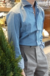 Enfärgad Denimskjorta - Cutaway - Ljusblå