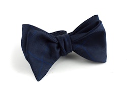 Plaid Wool Bow Tie - Navy Blue/Mid Blue