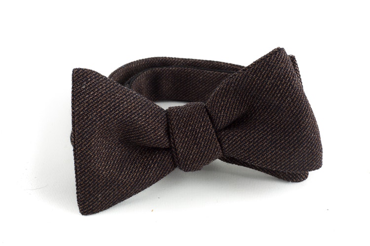 Solid Wool Bow Tie - Brown