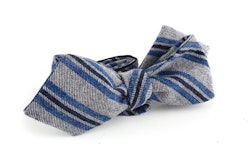Regimental Cashmere Bow Tie - Light Grey/Blue