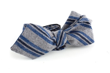 Regimental Cashmere Bow Tie - Light Grey/Blue