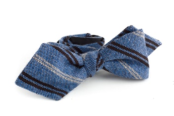 Regimental Cashmere Bow Tie - Light Blue/Brown