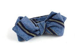 Regimental Cashmere Bow Tie - Light Blue/Navy/Yellow
