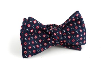 Floral Grenadine Bow Tie - Navy Blue/Red