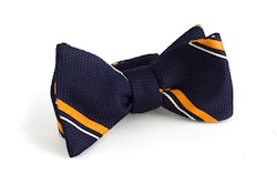 Regimental Grenadine Bow Tie - Navy Blue/Orange