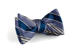 Regimental Grenadine Bow Tie - Navy Blue