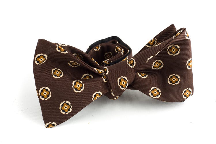 Floral Silk Bow Tie - Brown/Orange