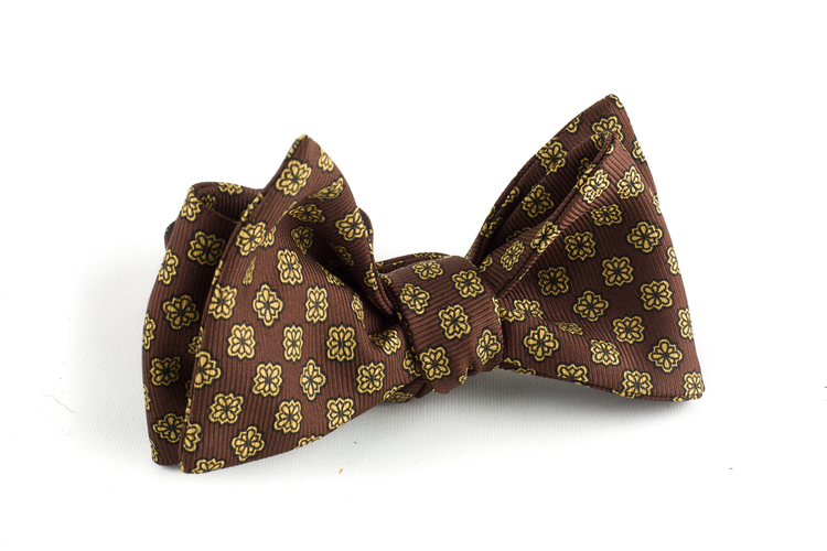 Floral Silk Bow Tie - Brown/Yellow