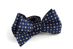 Floral Silk Bow Tie - Navy Blue/Yellow