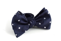 Polka Dot Silk Bow Tie - Navy Blue/White