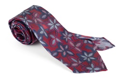 Floral Silk Tie - Untipped - Burgundy/Blue