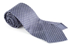 Circle Silk Tie - Untipped - Grey/Navy Blue/White