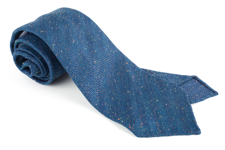 Solid Donegal Silk Tie - Untipped - Navy Blue