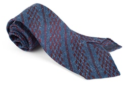Regimental Silk/Wool Tie - Untipped - Navy Blue/Burgundy