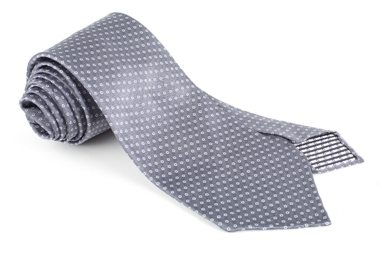 Circle Silk Tie - Untipped - Grey/White