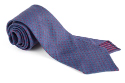 Polka Dot Silk Tie - Untipped - Light Navy/Red