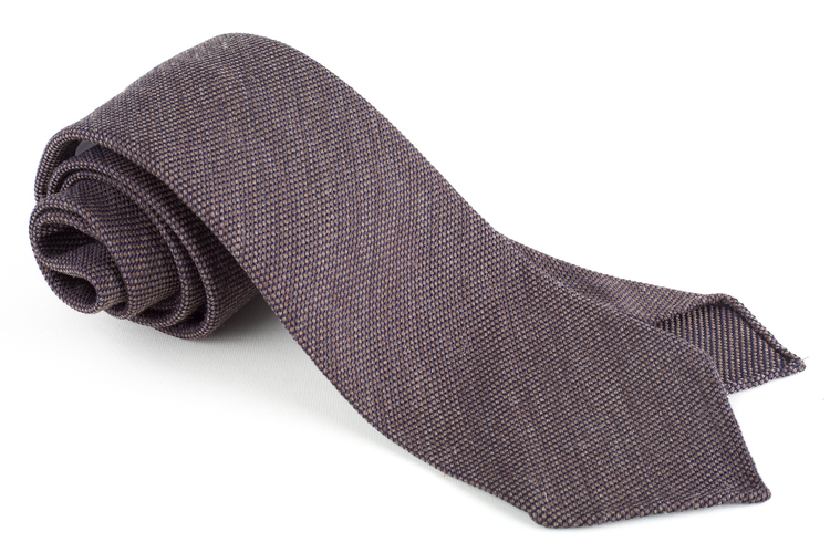 Solid Textured Wool/Silk Tie - Untipped - Brown