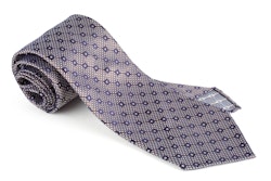 Circular Silk Tie - Untipped - Navy Blue/Brown