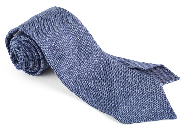 Solid Textured Silk Tie - Untipped - Blue