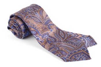 Paisley Silk Tie - Untipped - Brown/Light Blue