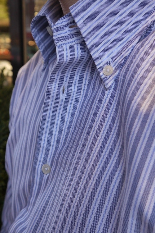 Striped Oxford Shirt - Button Down - Light Blue/White