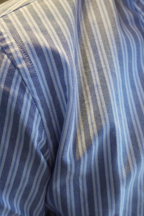 Striped Oxford Shirt - Button Down - Light Blue/White