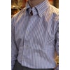 Striped Oxford Shirt - Button Down - Beige/White/Light Blue