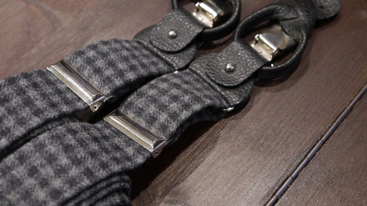 Check Suspenders Solid - Navy Blue/Grey